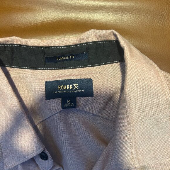 Roark Redish Grey Chambray Dress Shirt M - Picture 2 of 3